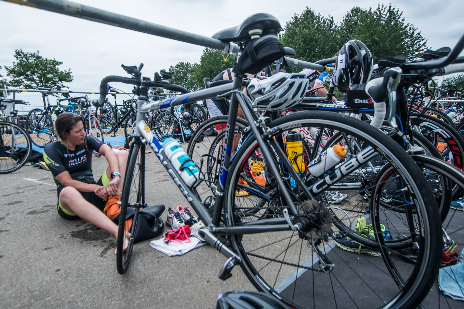 Wissel van onderdeel tijdens de Triathlon Cuijk 
